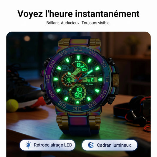 TimeForce™ Montre Sport Intelligente, Écran LED, Étanche & Activités Quotidiennes.